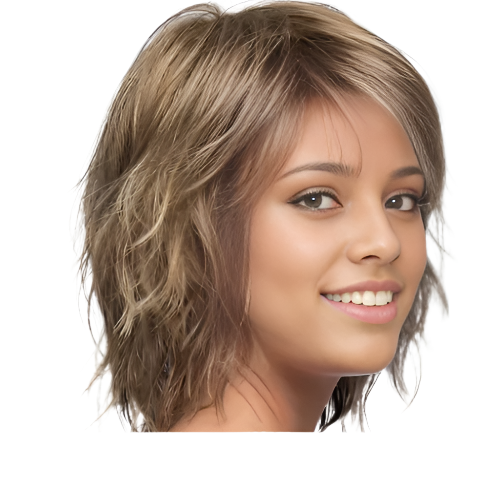 Short Curly Blonde-Brown-Gray Wig with Bangs -Synthetic Fiber Curly - LUX-Anic