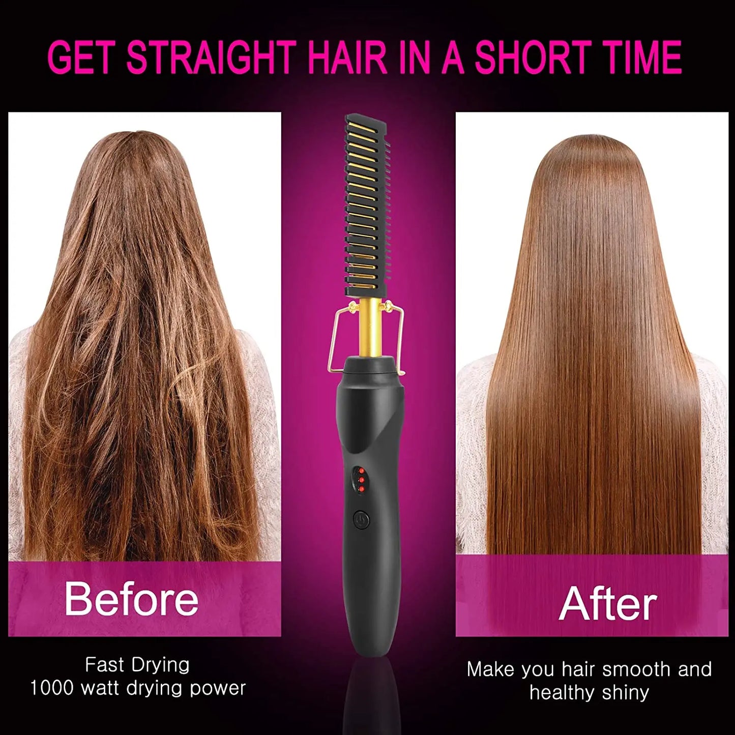 2-in-1 Hot Comb & Hair Straightener – Fast Heating & Anti-Scald Design
