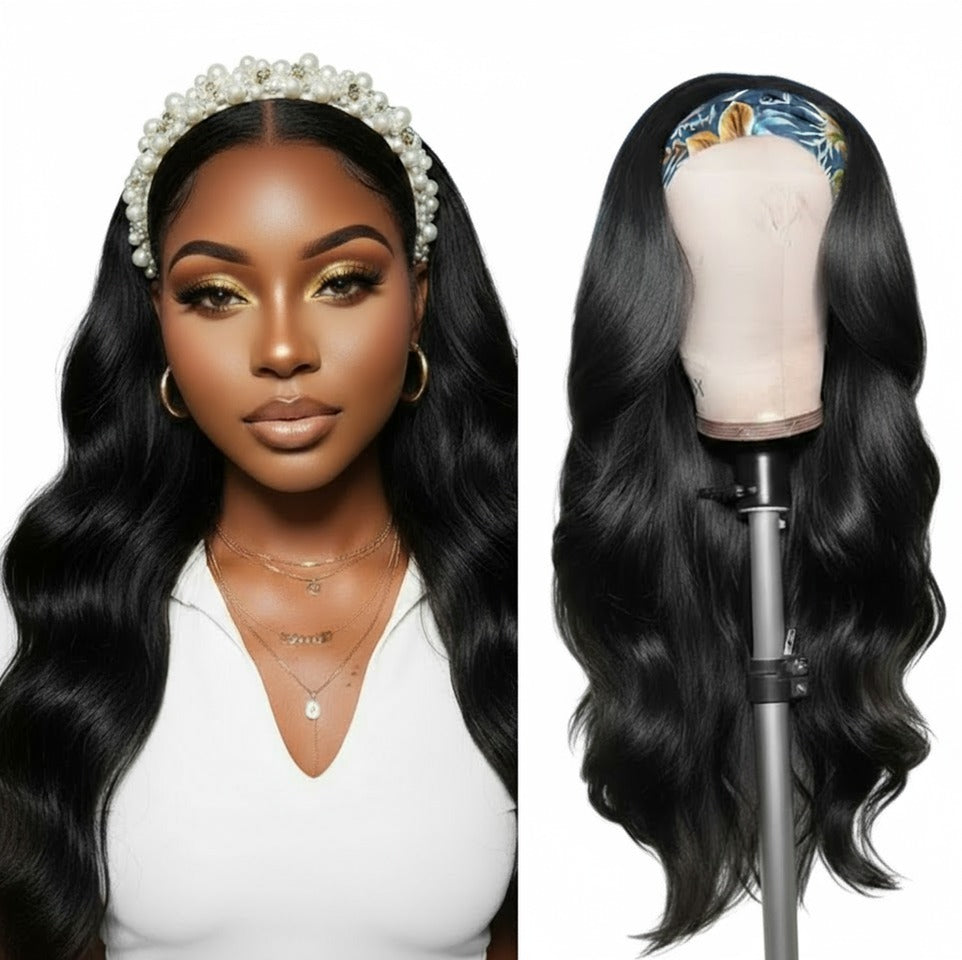Headband Wig - Brazilian Remy human Hair- Glueless Wigs- All textures - LUX-Anic