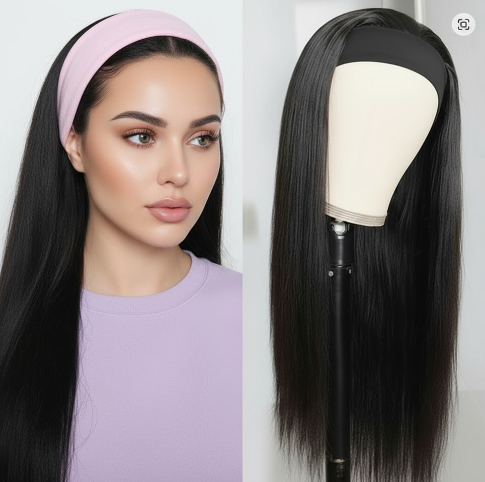 Headband Wig - Brazilian Remy human Hair- Glueless Wigs- All textures - LUX-Anic