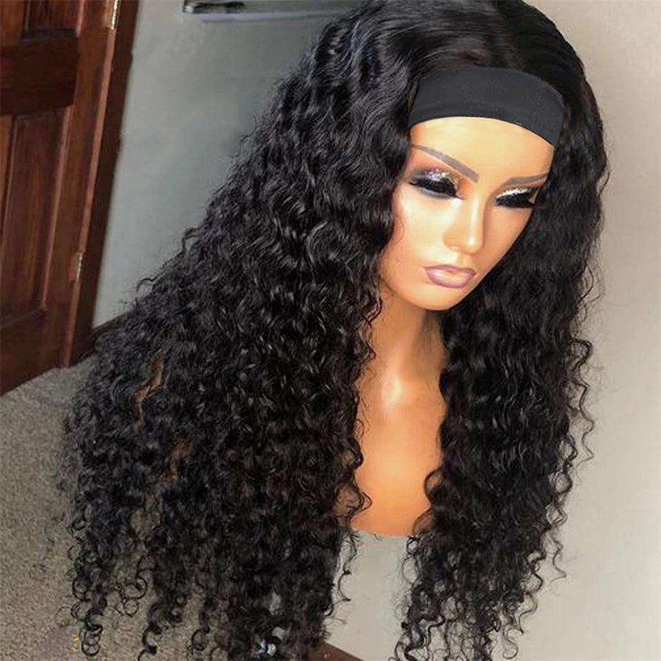 Brazilian Water Wave Ombre Headband Wig – 100% Human Hair, Glue-Free