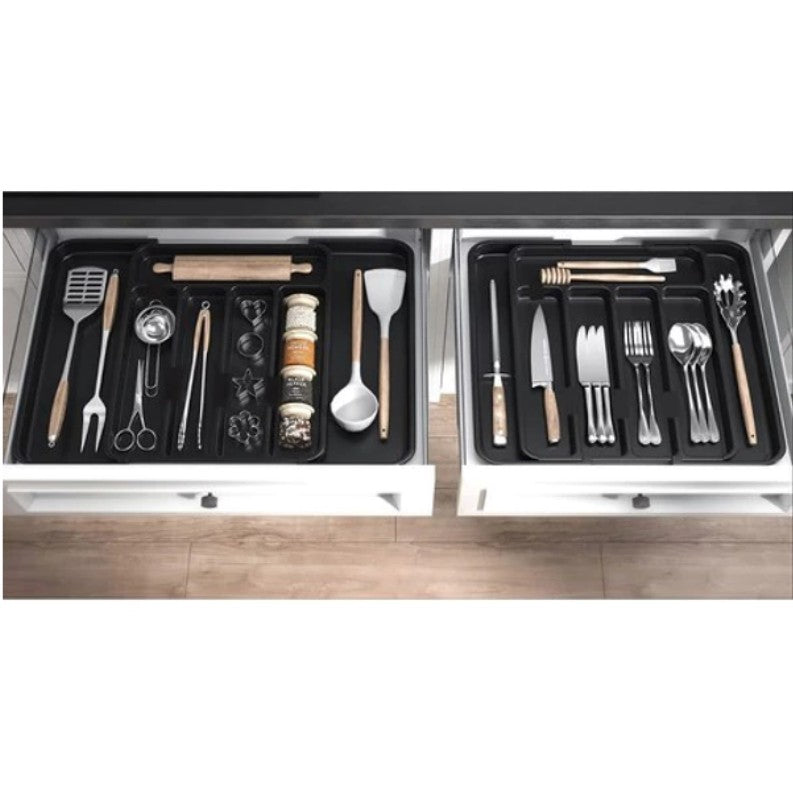 Black Cutlery Organizer – Adjustable, Durable & Elegant - LUX-Anic