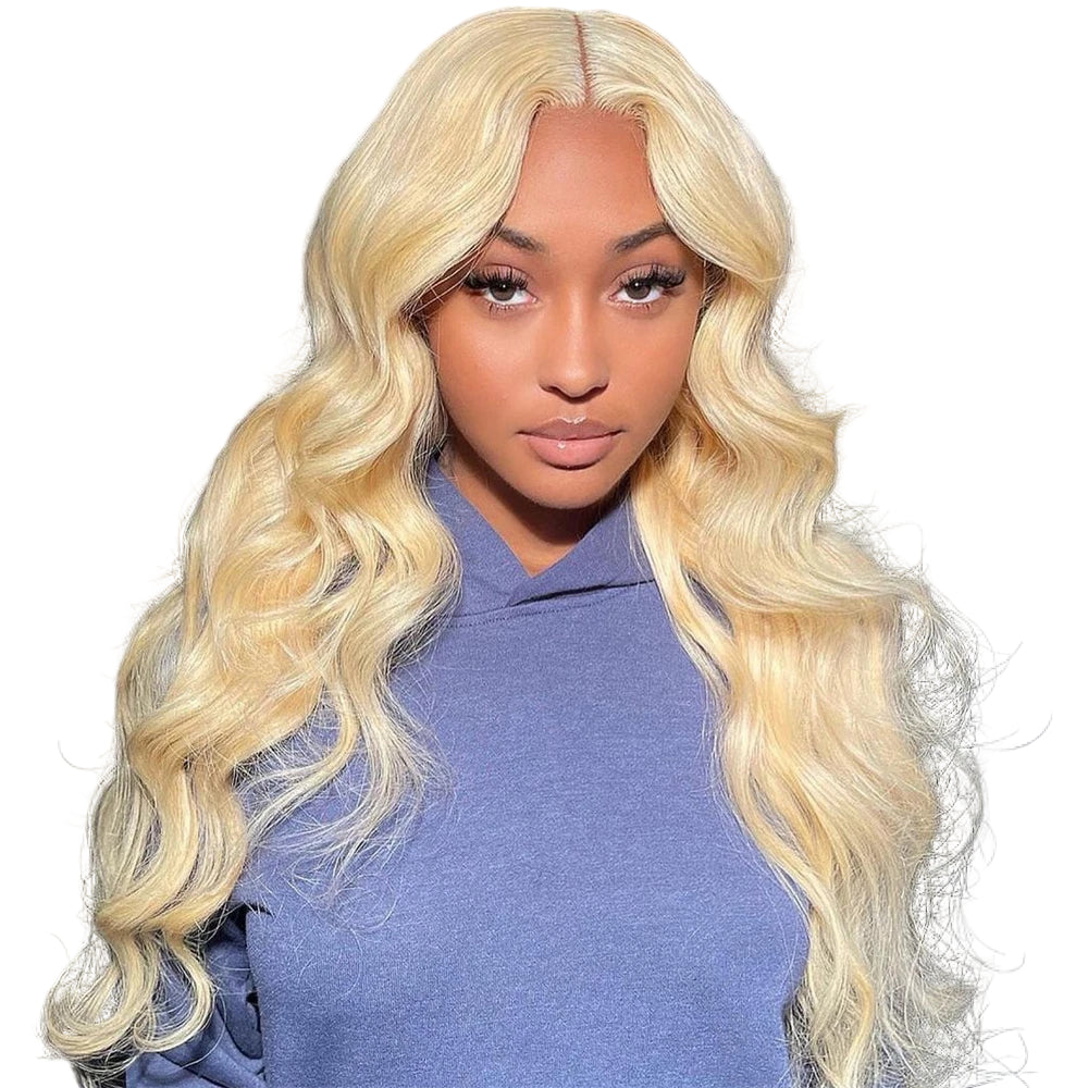 Blonde Lace Front Wig – 100% Human Hair, 180% Density, Transparent Lace, Pre-Plucked Natural Hairline