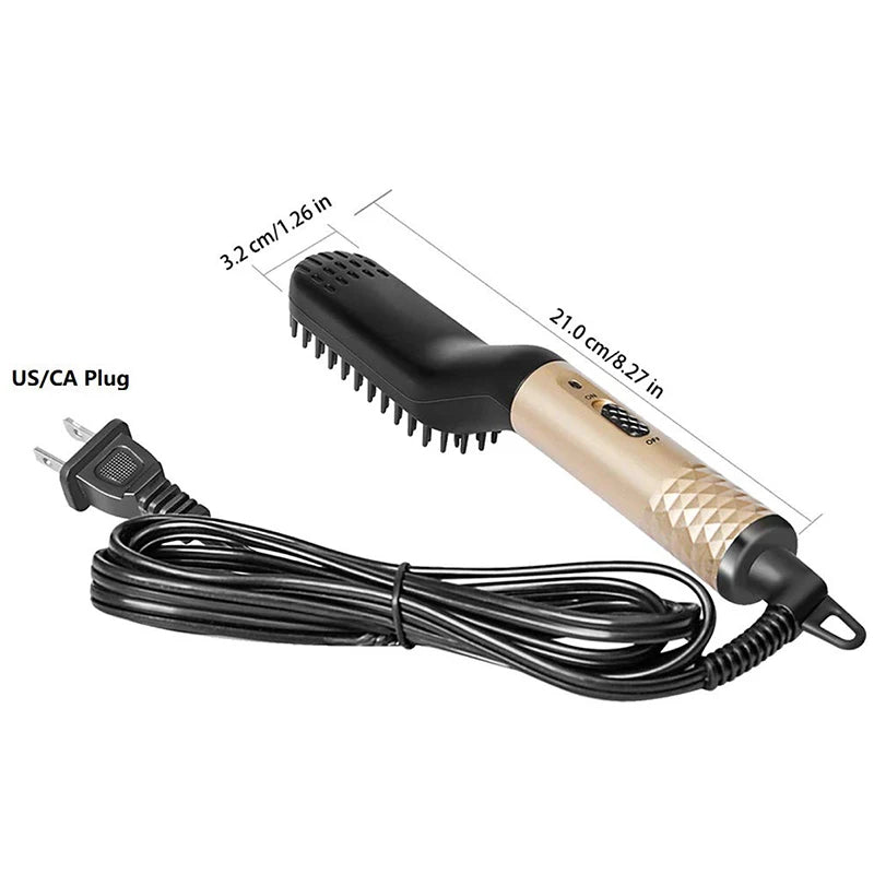 Mini Beard & Hair Straightener Comb–Safe Styling for Men-EU Plug
