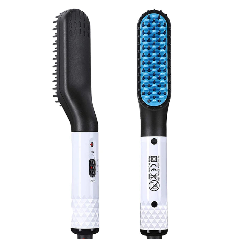 Mini Beard & Hair Straightener Comb–Safe Styling for Men-EU Plug