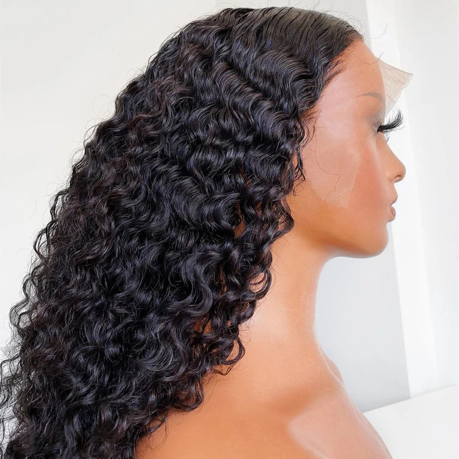 13x4 Brazilian Deep Curly Human hair Wig Lace 180% Remy Human Hair