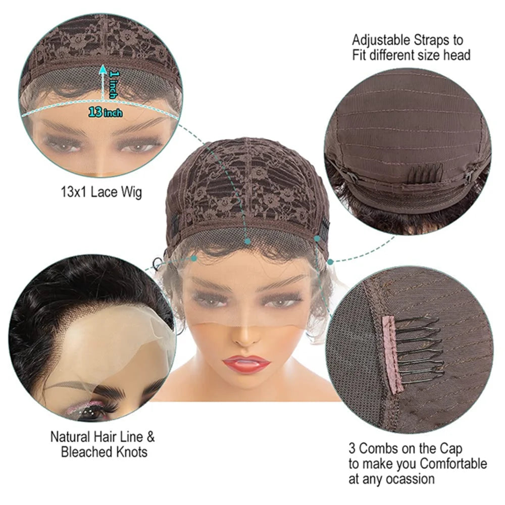 13x1 Short Curly Lace Front Remy Human Hair Wig – Natural Black
