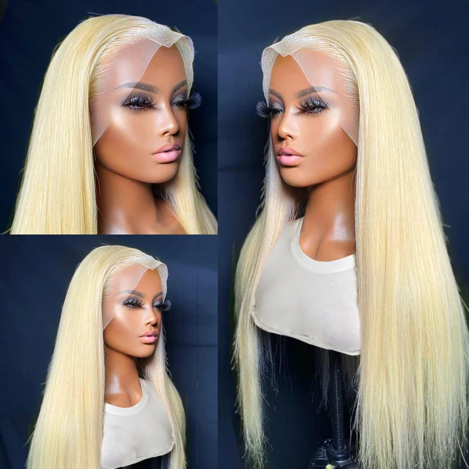 Blonde Lace Front Wig – 100% Human Hair, 180% Density, Transparent Lace, Pre-Plucked Natural Hairline