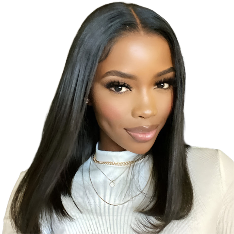 Short Bob Wig 100% Brazilian Remy Human Hair Lace Front Pre-Plucked