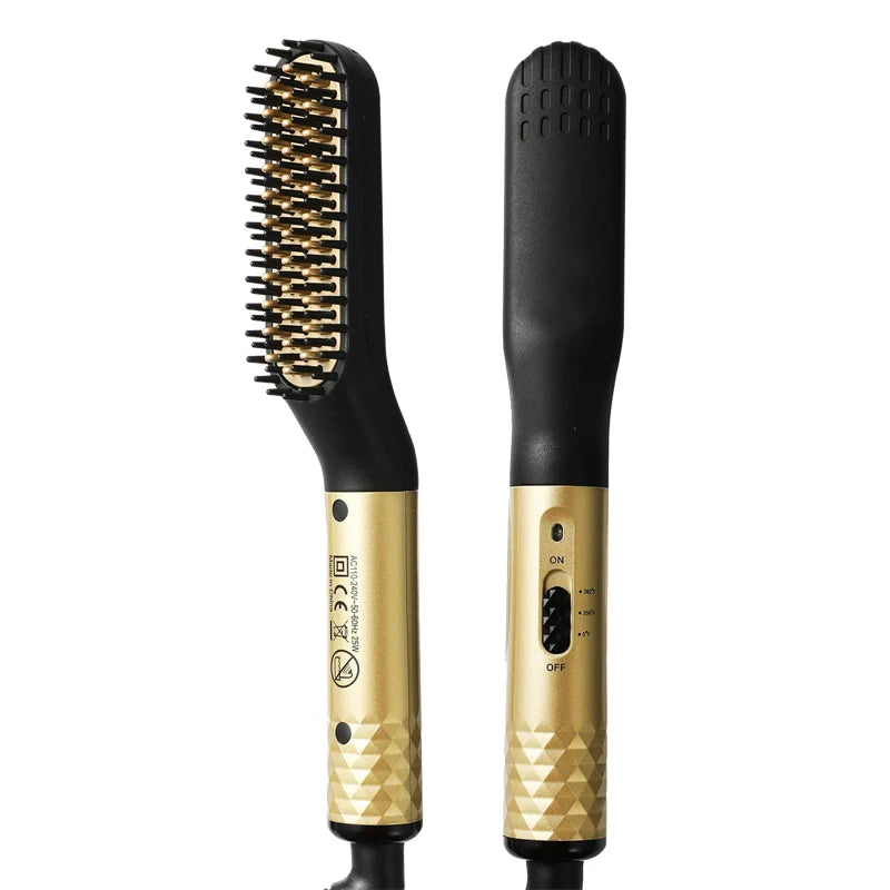 Mini Beard & Hair Straightener Comb–Safe Styling for Men-EU Plug