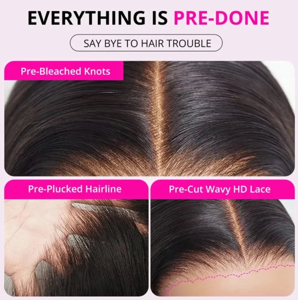 5x5 / 13x6 Glueless Perücke Echthaarperücken HD Transparent 200% Dichte Body Wave Ready To Go Pre Plucked