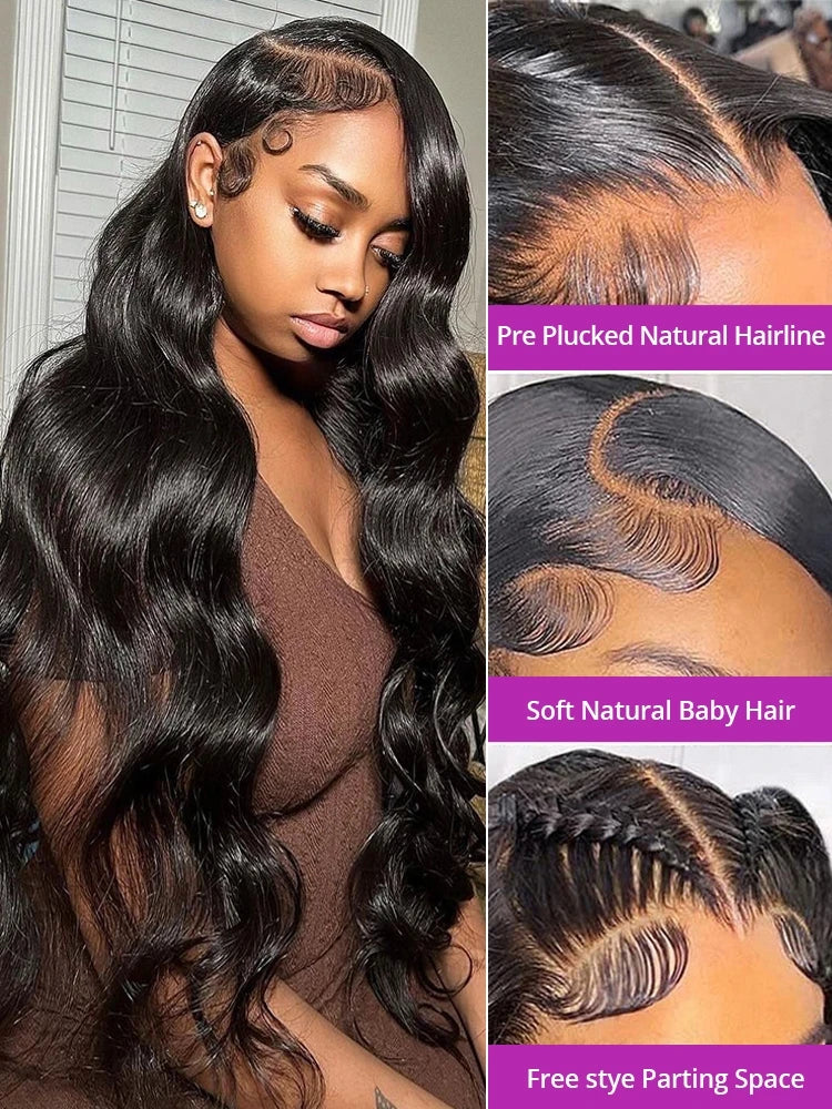 13x4 Transparent Lace Wig Body Wave Brazilian – Natural Human Hair-180% / 24-30inches