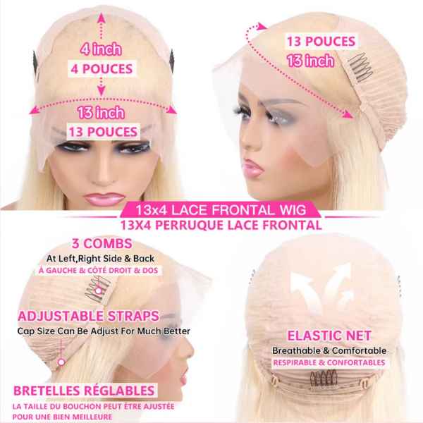Blonde Lace Front Wig – 100% Human Hair-180% Density-Transparent Lace-Pre-Plucked