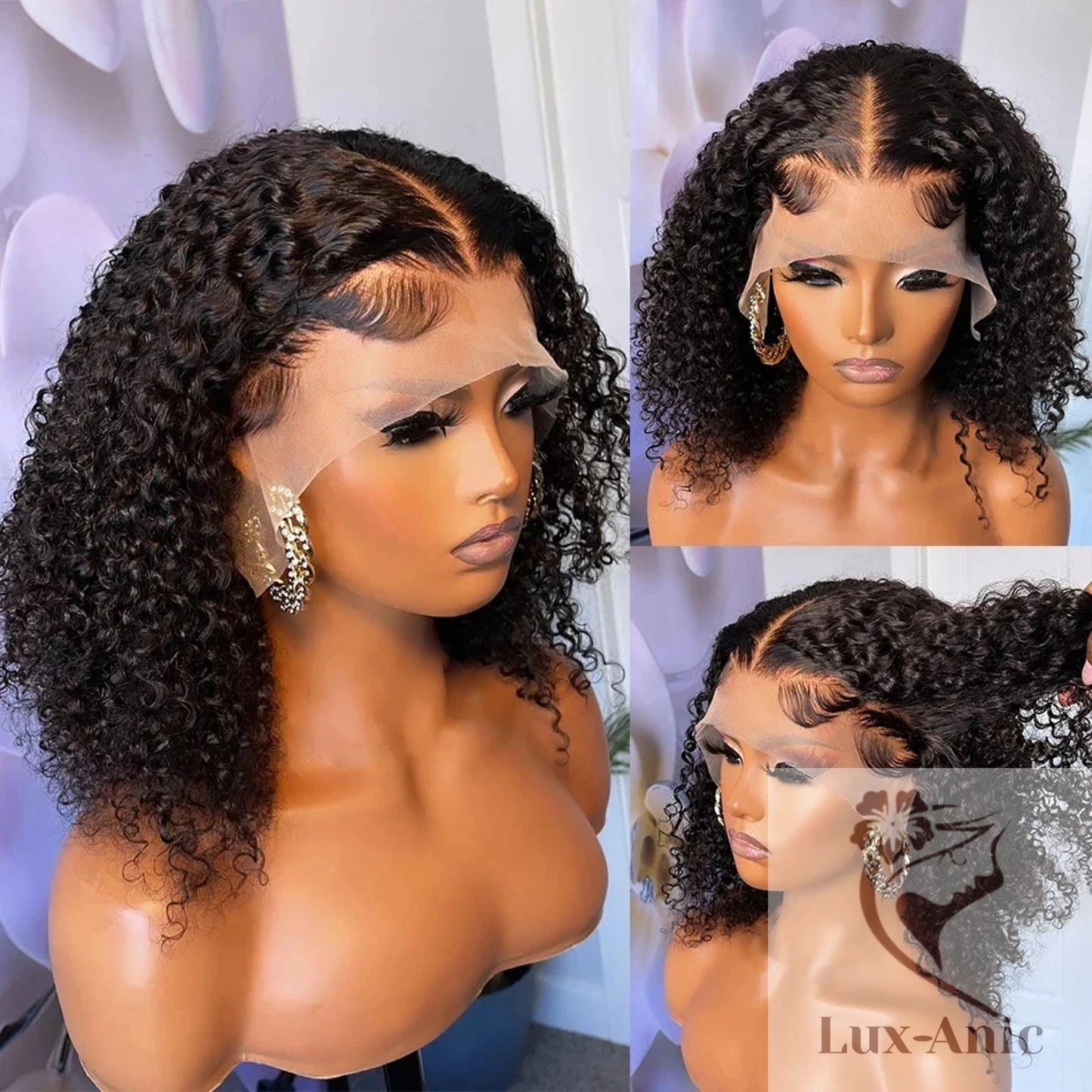 13x4 Brazilian Deep Curly Human hair Wig Lace 180% Remy Human Hair - LUX-Anic