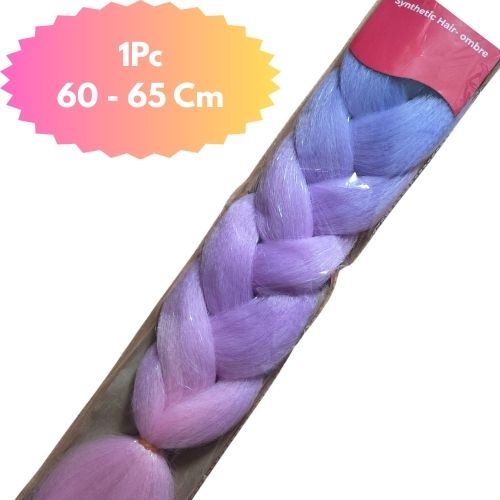 2 x Braid synthétique OMBRE – Bleu marine, violet et rose avec paillettes