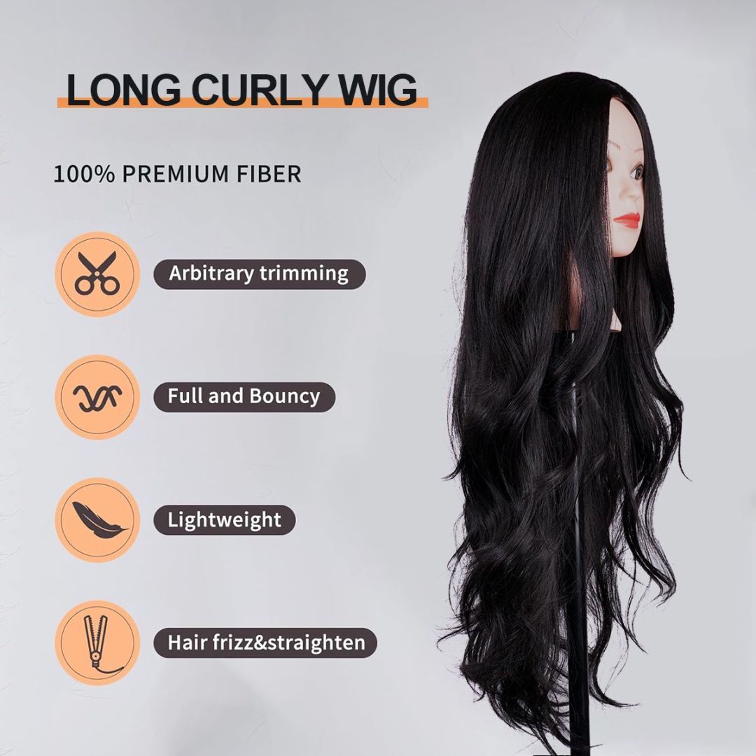 Long Curly Wig Synthetic Fiber "70 Cm - LUX-Anic