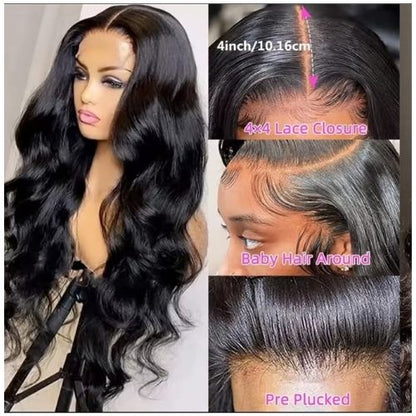 Perruque brésilienne Body Wave en dentelle transparente 13x4 Elegance Naturelle 180% Density 20 inches