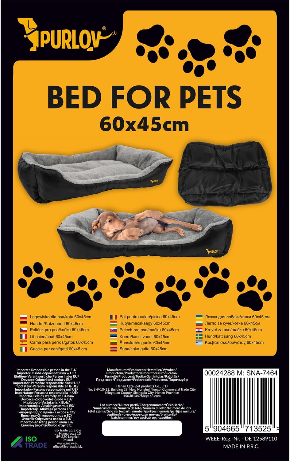 Purlov dog bed for small medium dogs, soft warm and padded for ultimate comfort