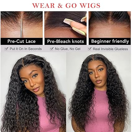 Perruque bouclée sans colle 13x4 / 13x6 Wear & Go cheveux humains – Prédécoupée prête à porter – Densité 200 %