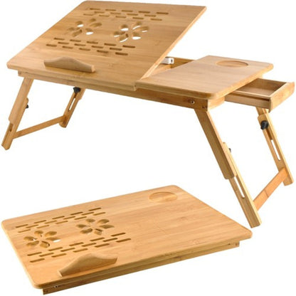 Bamboo Laptop Table – Adjustable & Ventilated - LUX-Anic