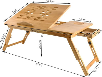 Bamboo Laptop Table – Adjustable & Ventilated - LUX-Anic