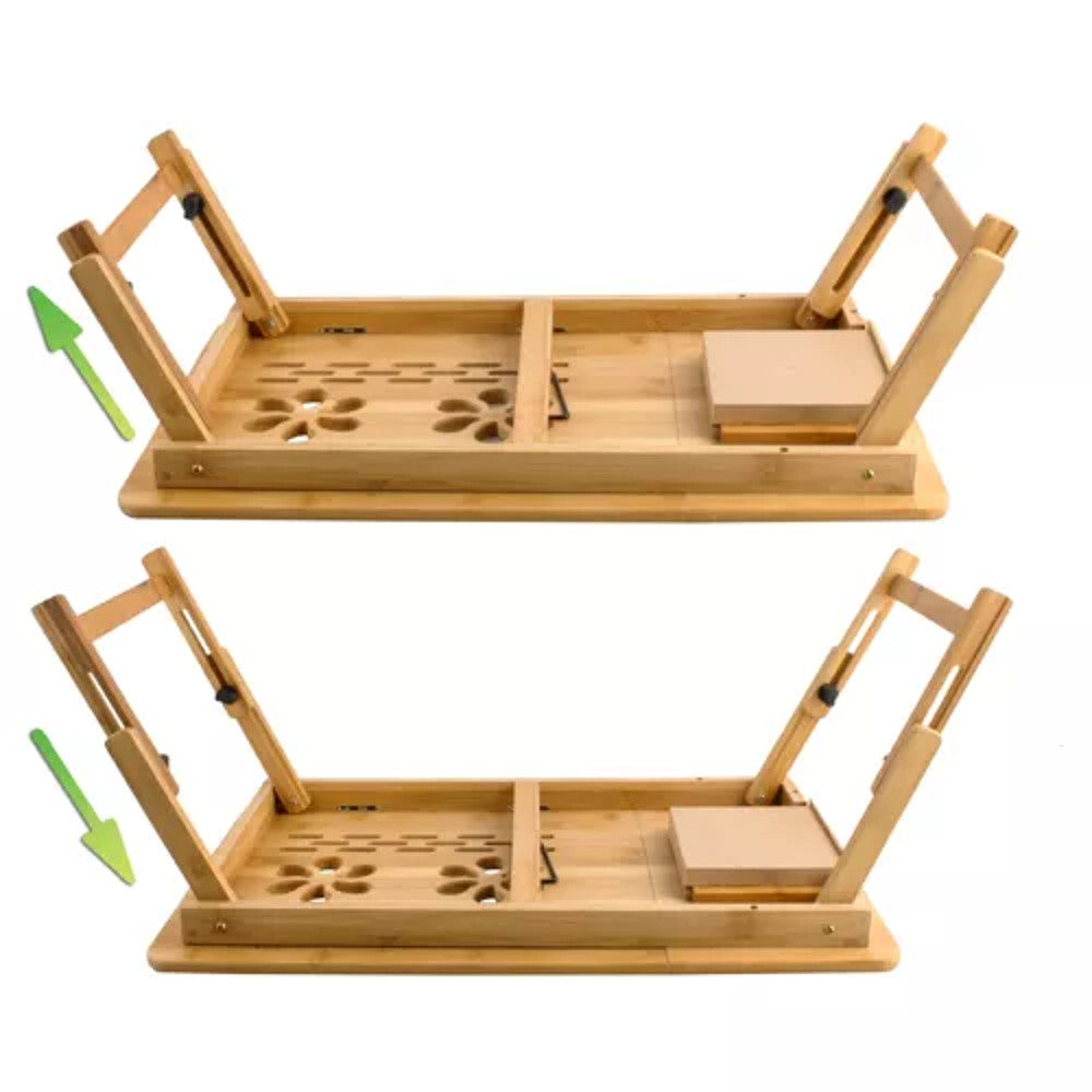 Bamboo Laptop Table – Adjustable & Ventilated - LUX-Anic