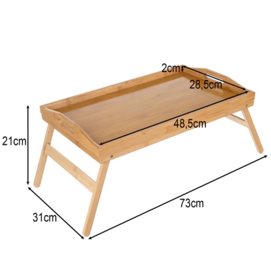 Folding Bamboo Breakfast Table – XL Bed Tray with Laptop Function - LUX-Anic