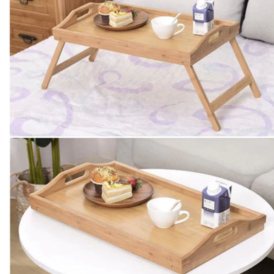 Klappbarer Bambus-Frühstückstisch – XL Betttablett mit Laptopfunktion