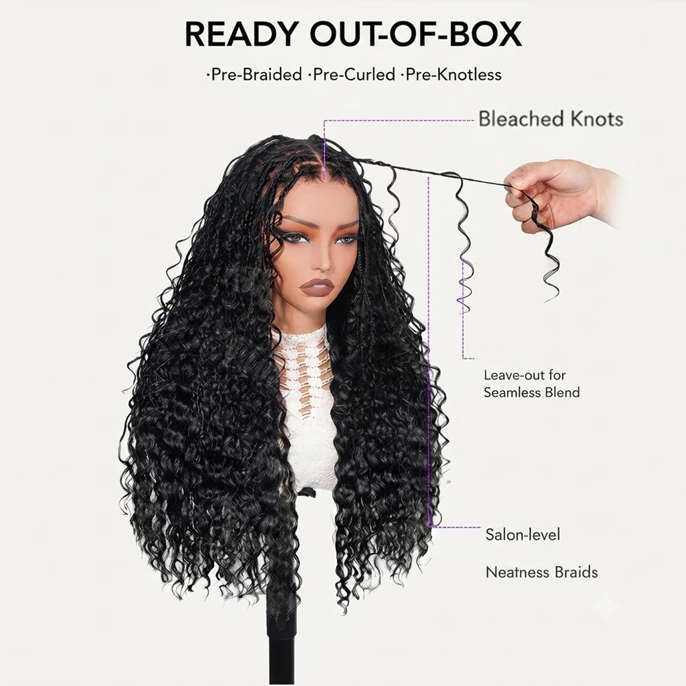 Knotless Boho Braids Perücke – HD 13x4 Lace Front