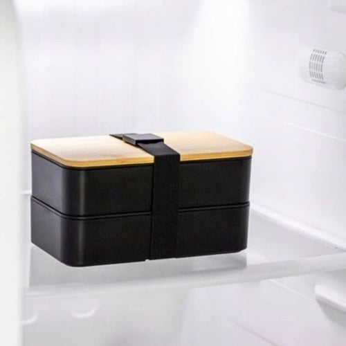 Double LUNCH BOX with cutlery, bamboo - LUX-Anic