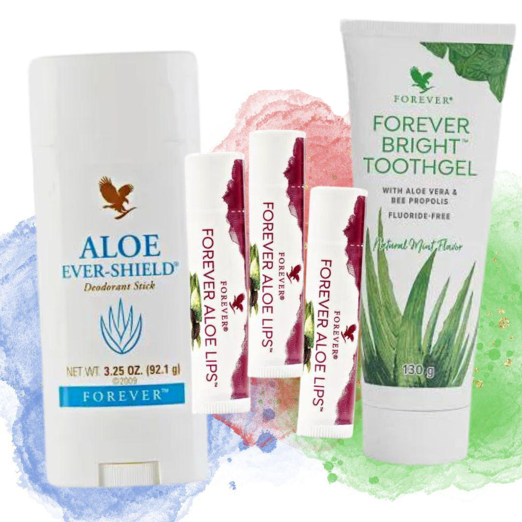 Set 1 Aloe Ever-Shield Deostift+ 1 Forever Bright Toothgel+3 Aloe Lips - LUX-Anic