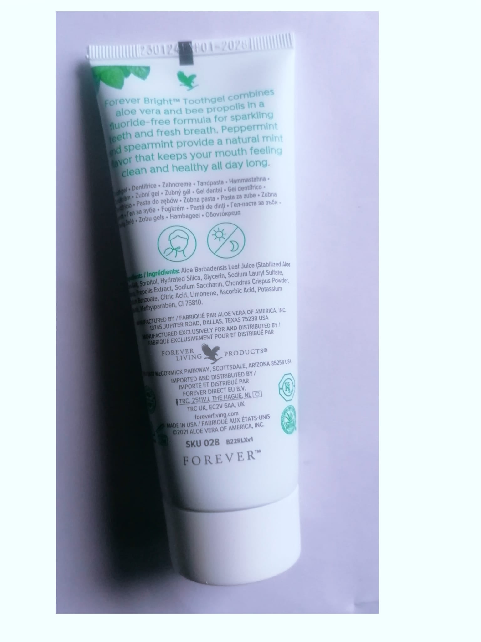 Forever Bright® Aloe Vera Toothgel – Natural Mint, Fluoride-Free Children and Adults - LUX-Anic