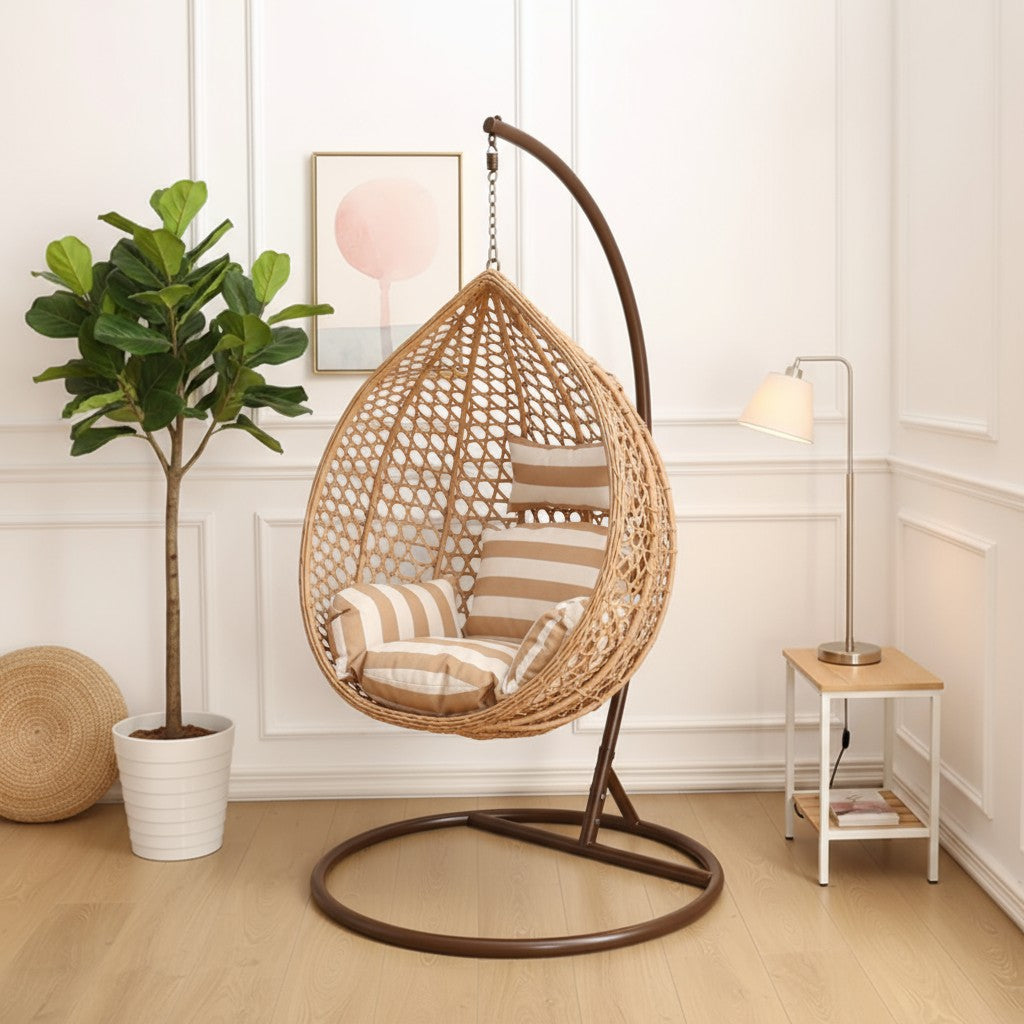 Garden Rocking Cocoon Chair with Pillows – Indoor & Outdoor Comfort - LUX-Anic