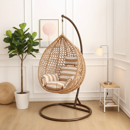 Garden Rocking Cocoon Chair with Pillows – Indoor & Outdoor Comfort - LUX-Anic