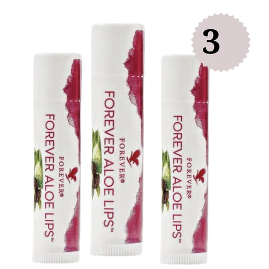 (Pack 3)Forever Aloe Lips™ with Jojoba-Powerful, soothing moisture for any season