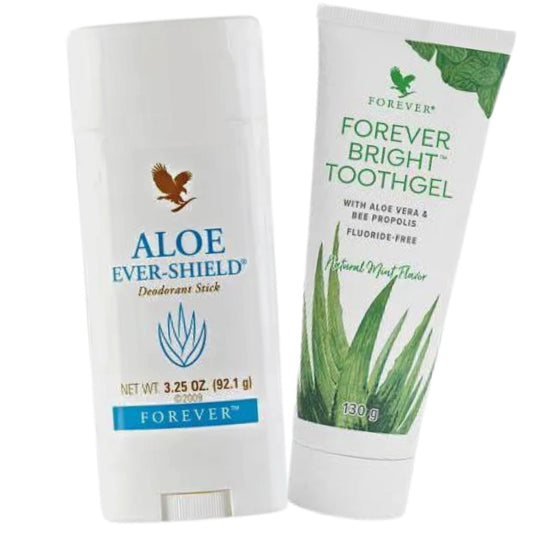 Coffret 1x Aloe Ever-Shield Deostift sans sel d'aluminium + 1x Forever Bright Toothgel sans fluor
