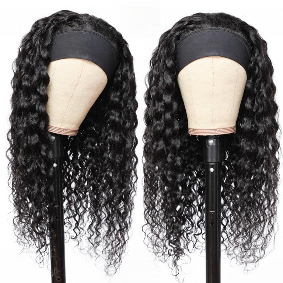 Brazilian Water Wave Ombre Headband Wig – 100% Human Hair, Glue-Free