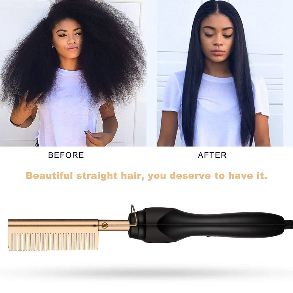 2-in-1 Hot Comb & Hair Straightener – Fast Heating & Anti-Scald Design - LUX-Anic
