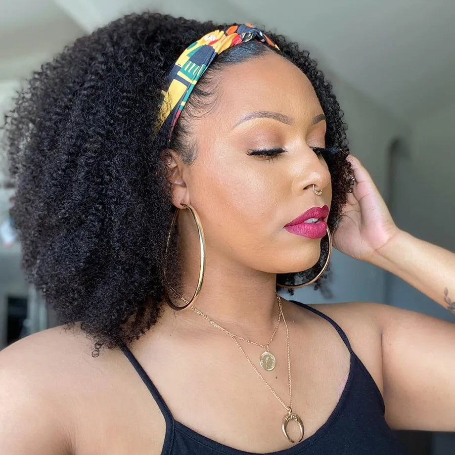 Bandeau perruque bouclée spirale | Cheveux humains brésiliens Remy | Afro crépu bouclé