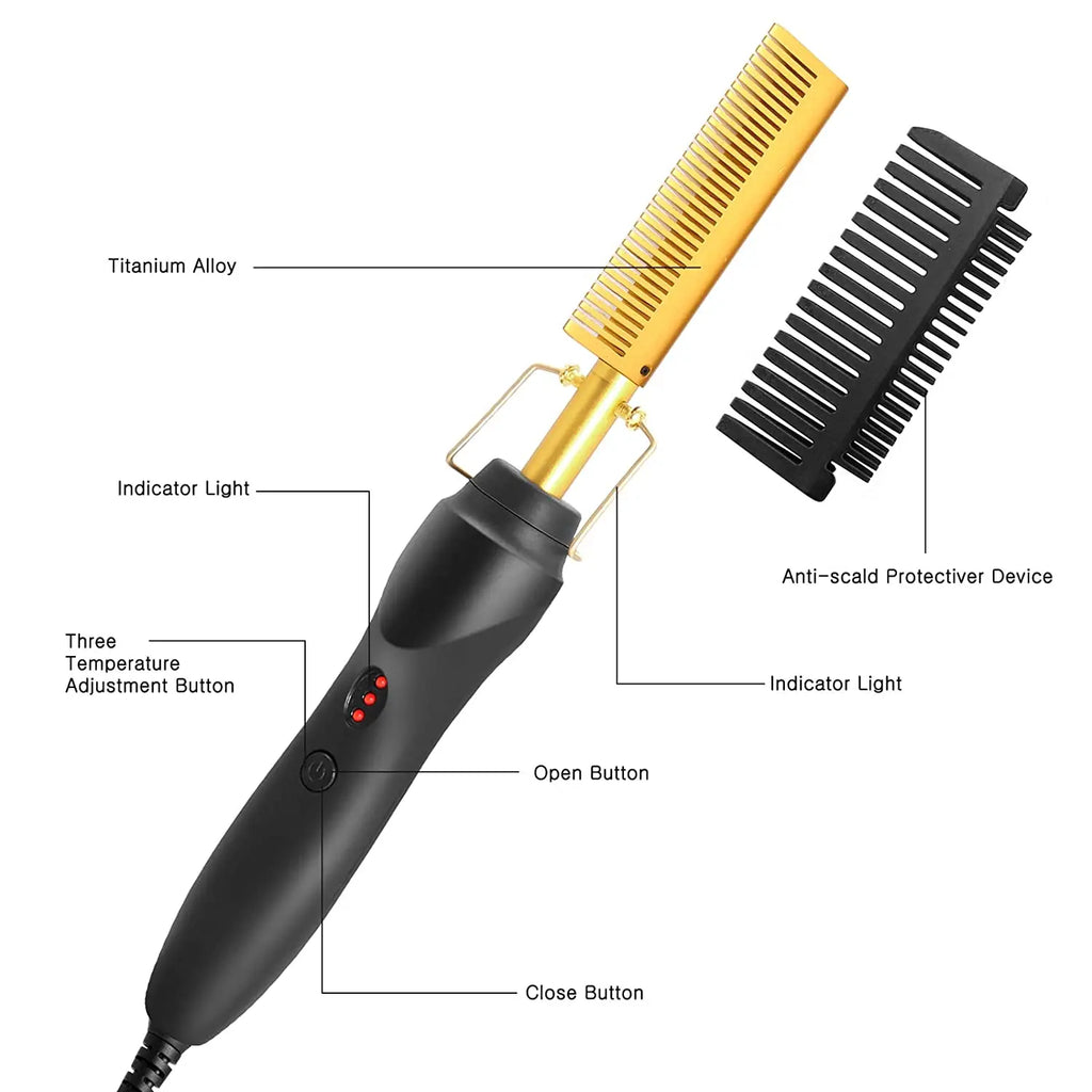 2-in-1 Hot Comb & Hair Straightener – Fast Heating & Anti-Scald Design - LUX-Anic