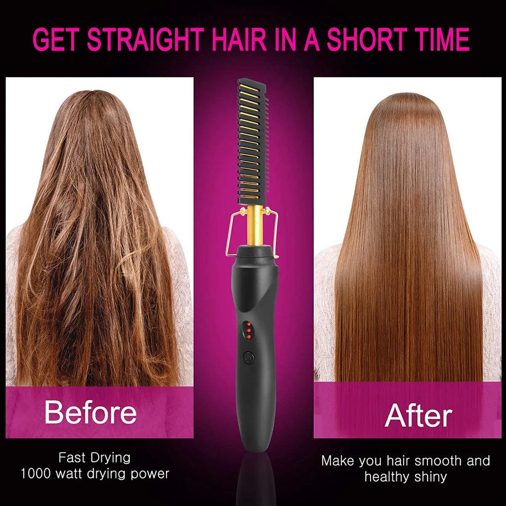 2-in-1 Hot Comb & Hair Straightener – Fast Heating & Anti-Scald Design - LUX-Anic