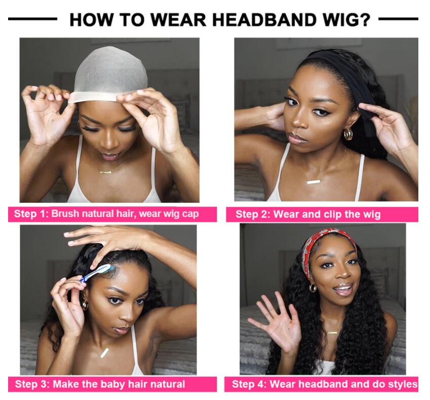 Headband Wig - Brazilian Remy Real Hair- 180% 20 inches - LUX-Anic