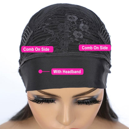 Brazilian Water Wave Ombre Headband Wig – 100% Human Hair, Glue-Free