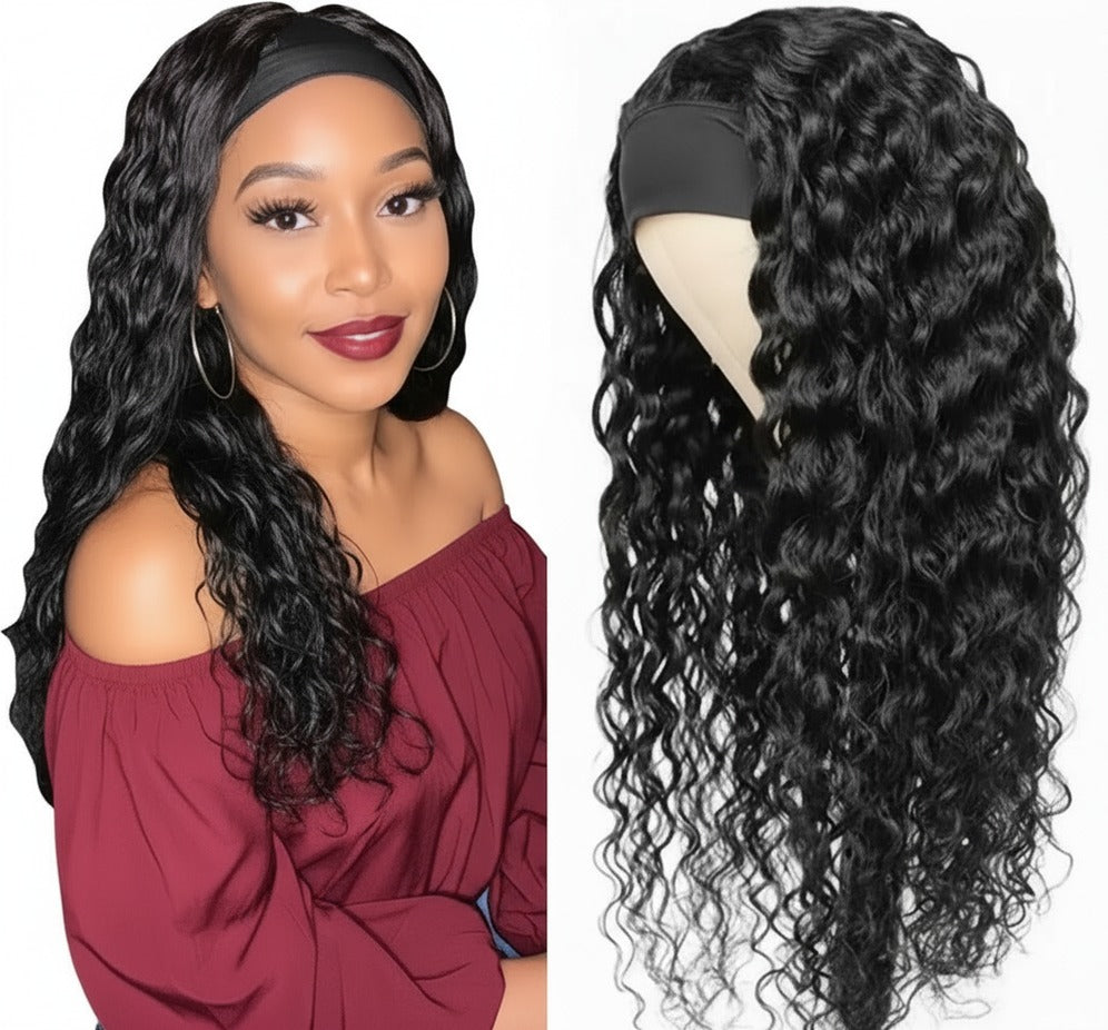 Headband Wig - Brazilian Remy human Hair- Glueless Wigs- All textures - LUX-Anic