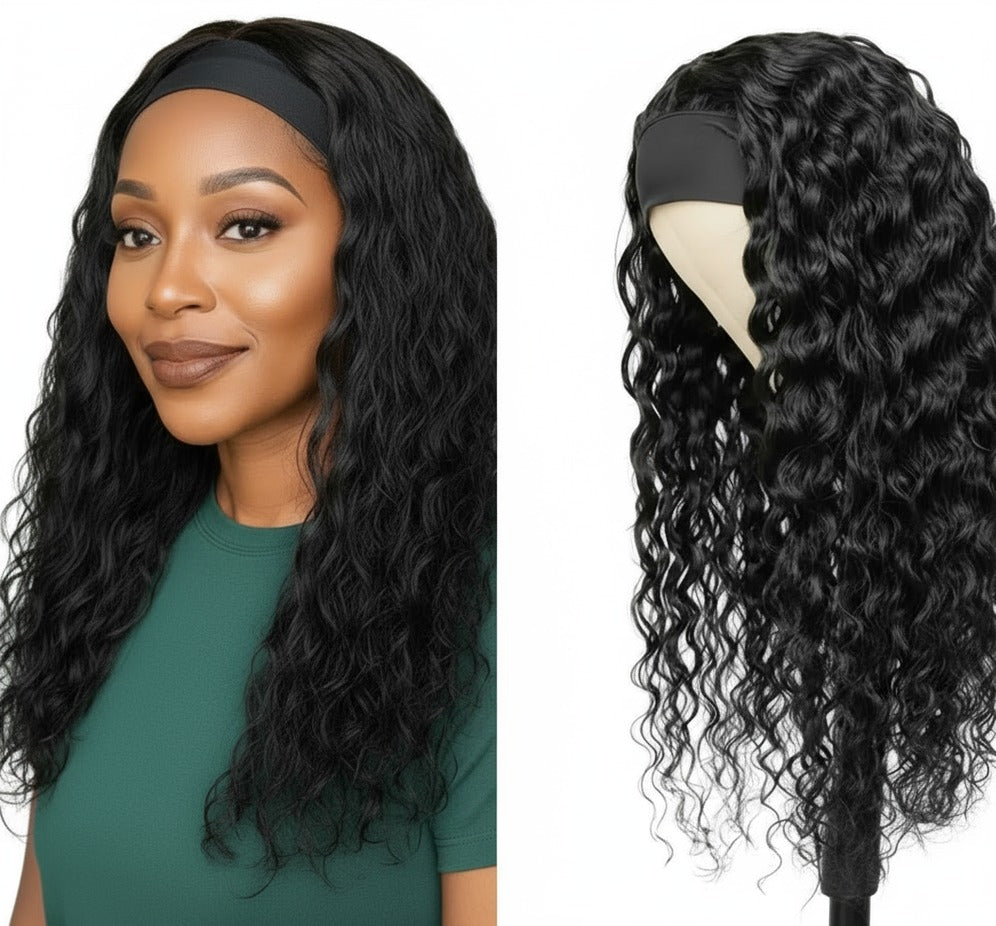 Headband Wig - Brazilian Remy human Hair- Glueless Wigs- All textures - LUX-Anic