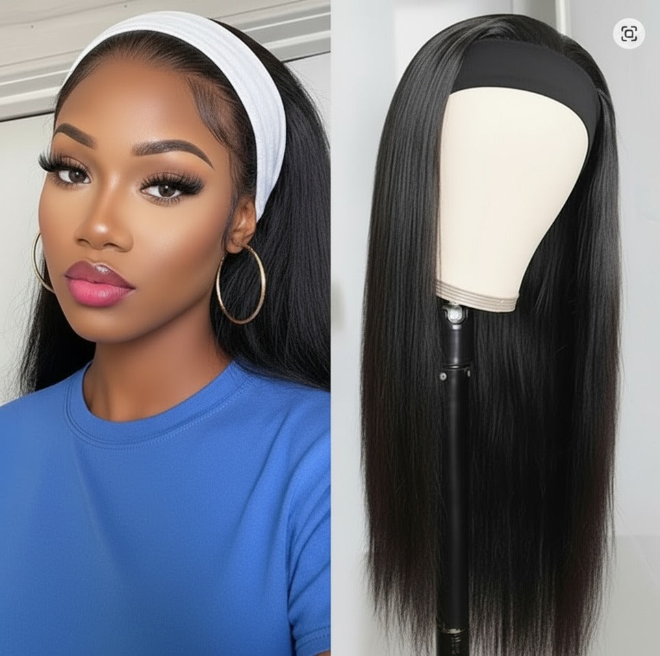Headband Wig - Brazilian Remy human Hair- Glueless Wigs- All textures - LUX-Anic