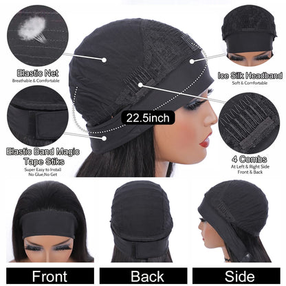 Headband Wig Human Hair Body Wave Natural Color Wig Brazilian Remy