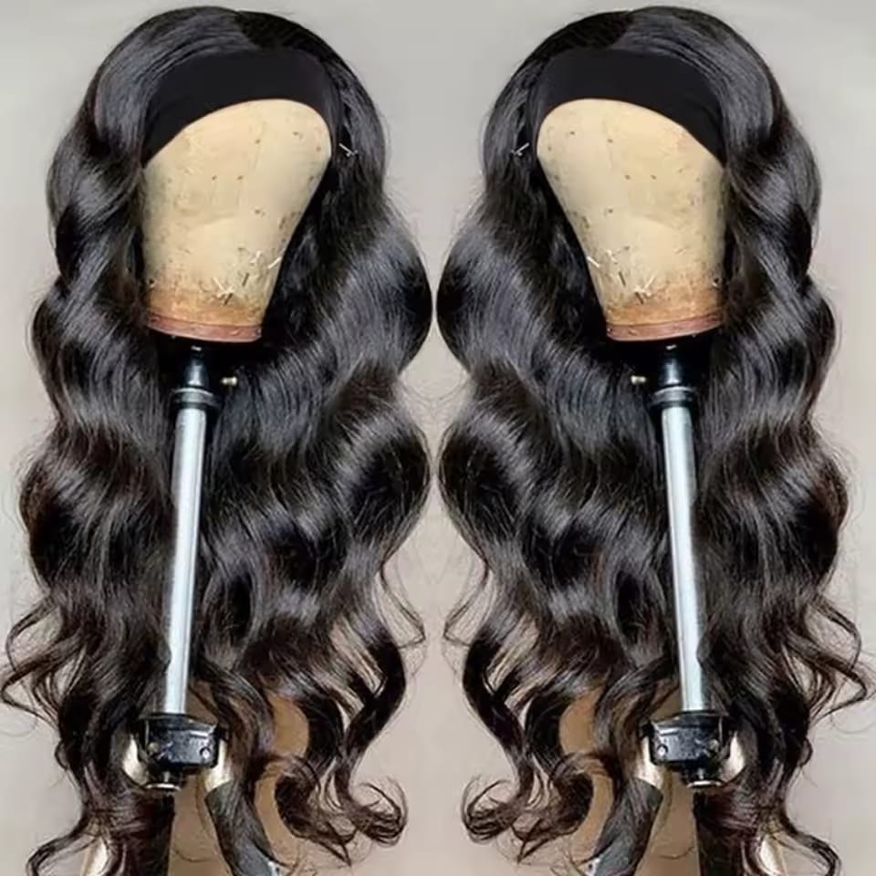 Headband Perücke Echthaar Body Wave Naturfarbe Brasilianisches Remy