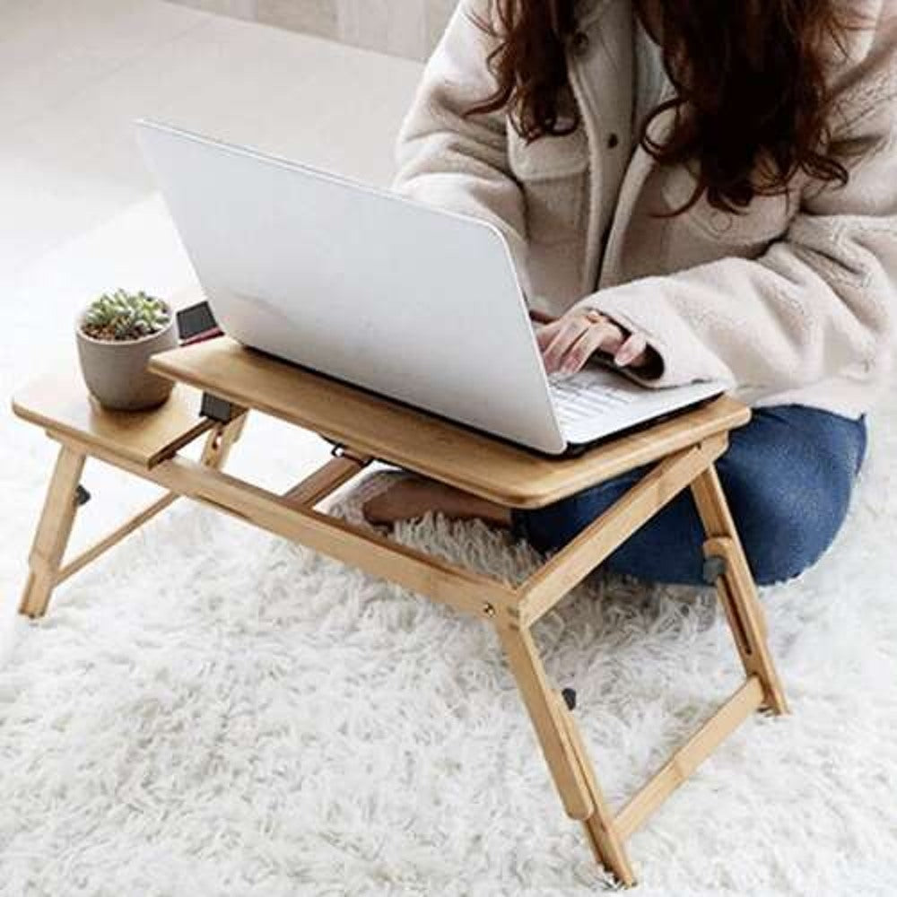 Bamboo Laptop Table – Adjustable & Ventilated - LUX-Anic