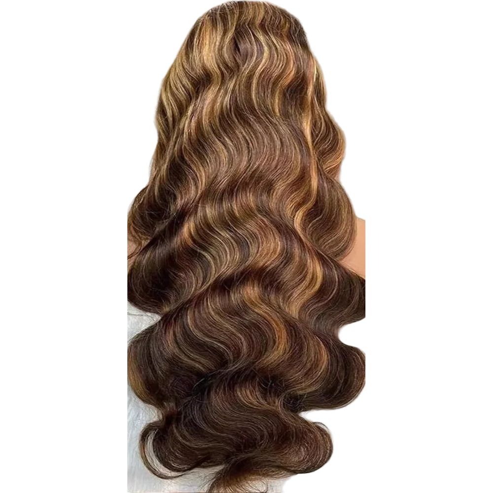200% HD Lace Front Perücke Honigblond 4/27 | Body Wave Echthaar | Malaysisches Remy Haar 24 Zoll